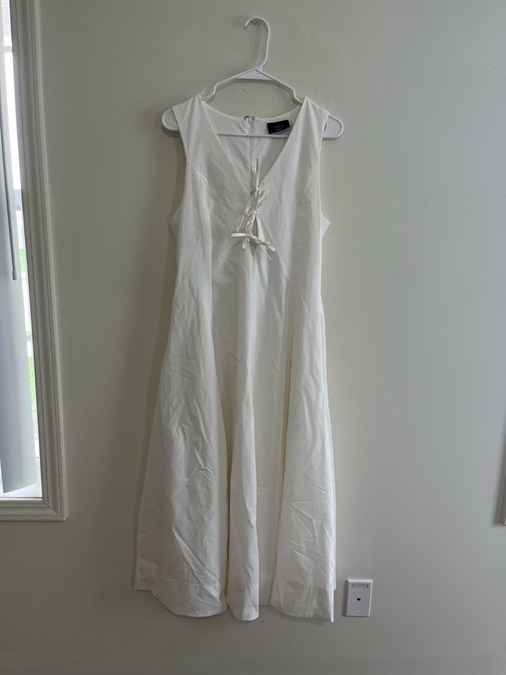 Vici Cream Sleeveless Lace-Up Maxi Dress